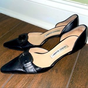 MANOLO BLAHNIK Pointy Toe Leather D’Orsay Heels Size 38